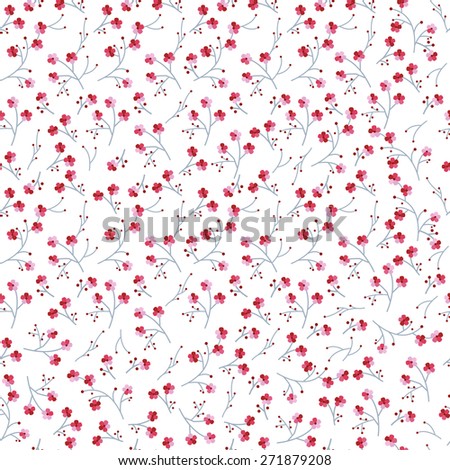 small pink vector flowers seamless pattern