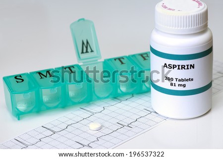 Daily aspirin with electrocardiograph and medication dispenser.