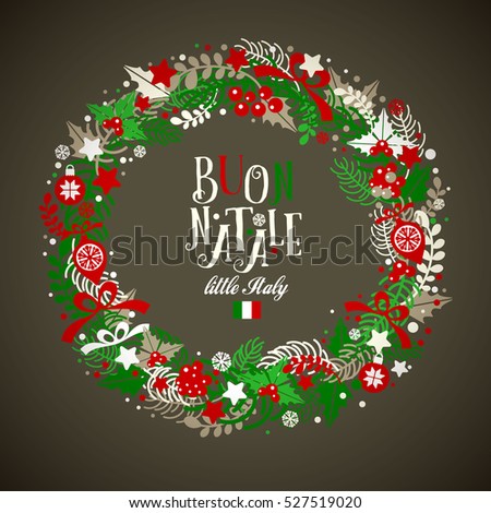 Christmas Wreath In Colors Of A Flag Of Italy With An Inscription In Italian Language Which In