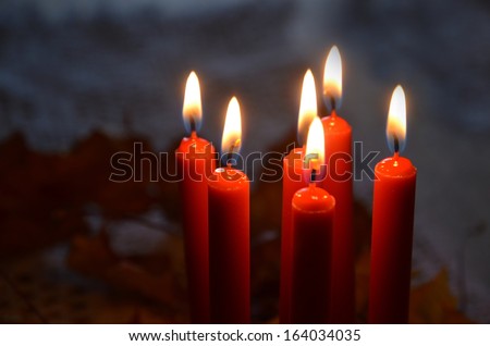 Red candles with beautiful candle flames