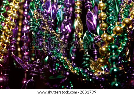 Mardi Gras beads - green, gold, purple