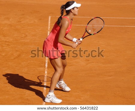 BERLIN - MAY 11:  Ana Ivanovic of Serbia preparing to return a volley during a match in the Berlin Open 2008 on May 11, 2008.