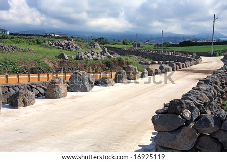 road with stone sides