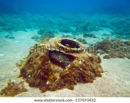 an old second world war sea mine near the coasts of Aegina island, Greece