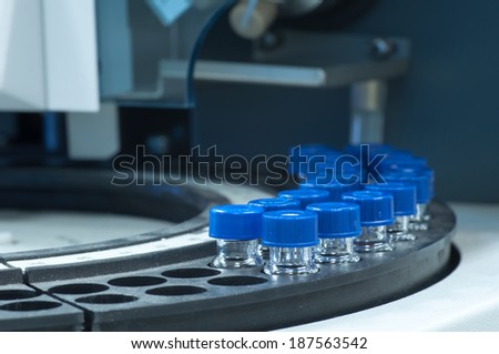 Sample vials in line waiting for analysis
