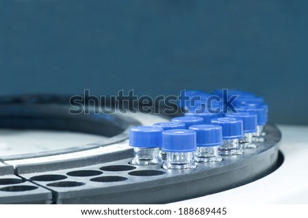 Sample vial in the  instrumental analysis tray