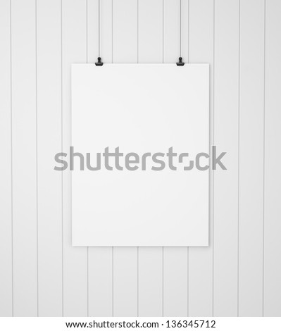 blank paper with clips and wood background