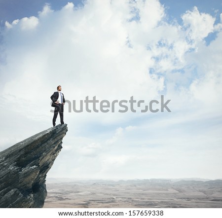 Businessman Standing On A Peak