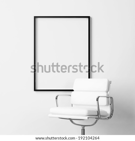 Blank poster and white office chair