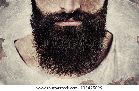 Close up of long beard and mustache man Close up of long beard and mustache man