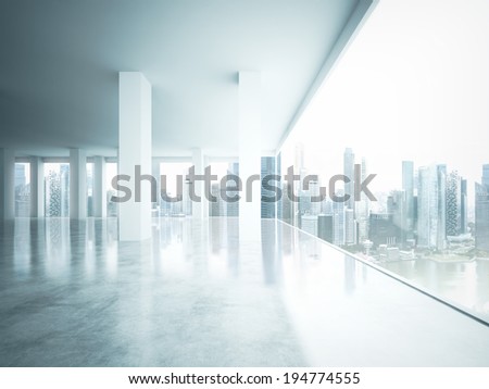 Empty office interior with city view