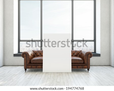 Antique sofa and blank poster