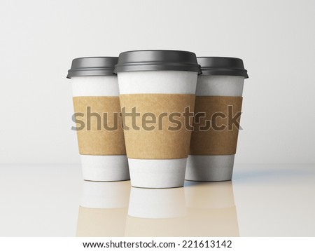 White paper cups with caps