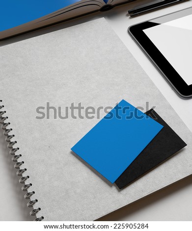 Set of identity elements with book and tablet