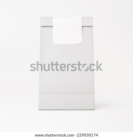 White paper bag with white sticker