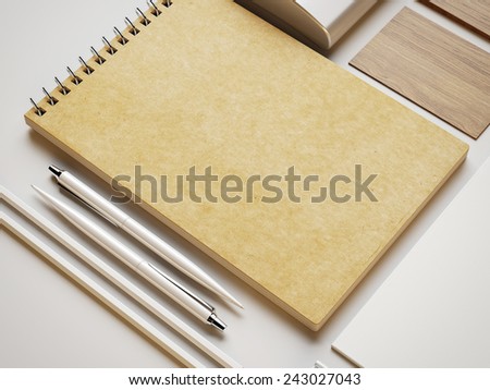 Craft note and other branding elements on white paper background