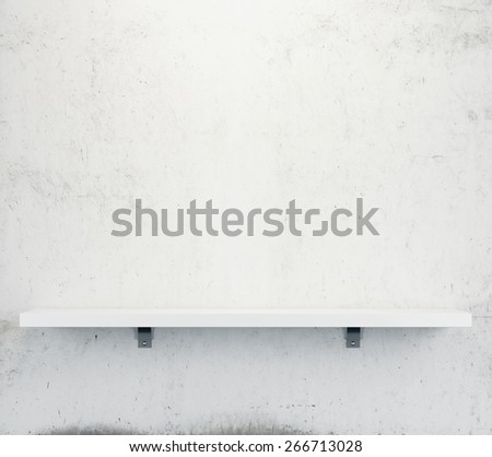 White shelf on the wall. 3D rendering.