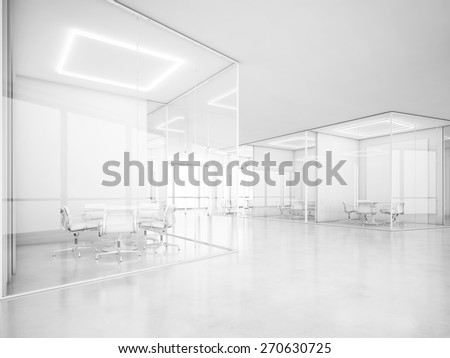 White office space. 3D rendering