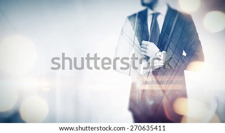 Double exposure business concept. With special lighting effects