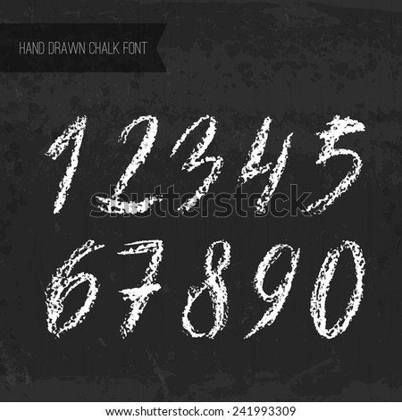 Handdrawn chalk numbers - vector file with separated numbers. Real chalk texture.