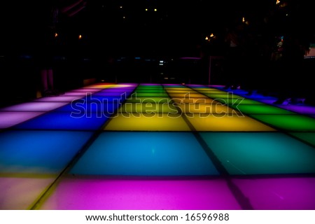 stock photo : disco dance floor with colorful lighting