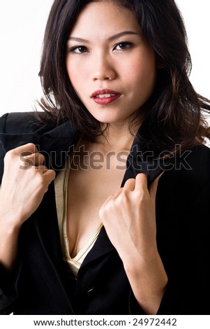 Happy smiling asian young woman face expression
