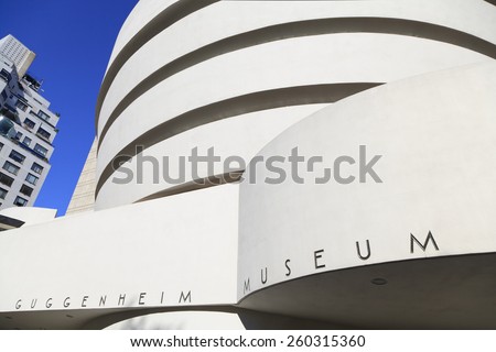 New York, NY, USA - June 7, 2014: Solomon R. Guggenheim Museum: The Solomon R. Guggenheim Museum is an art museum located at 1071 Fifth Avenue on the corner of East 89th Street in Manhattan