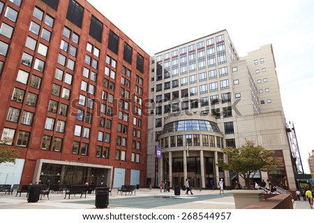New York, NY, USA - September 14, 2014: New York University\'s School of Business: New York University (NYU) is a private, nonsectarian American research university based in New York City.