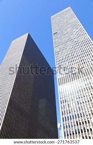 New York, NY, USA - September 17, 2014: 1221 Avenue of the Americas: 1221 Avenue of the Americas is a skyscraper built in 1969, located at 1221 Sixth Avenue, in Manhattan.