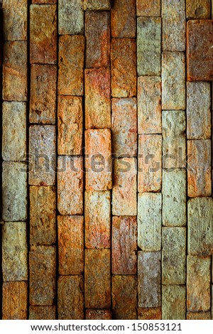 Grunge background of brick wall texture.Fisheye lens view.