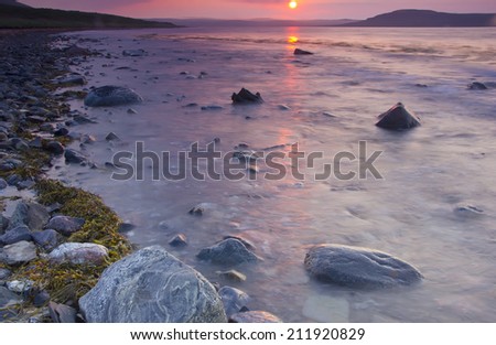 Sunrise on the Barents sea, Russia