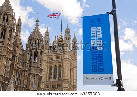 LONDON - August 24: Banners in London to promote England\'s bid to host FIFA\'s 2018 world cup. August 24, 2010 in London, England.