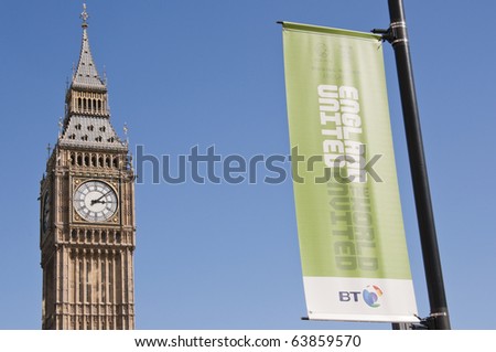 LONDON - August 24: Banners in London to promote England's bid to host FIFA's 2018 world cup. August 24, 2010 in London, England.