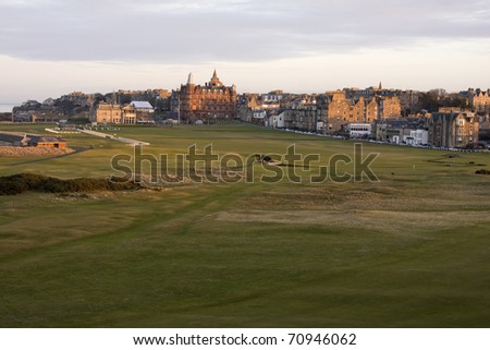 View of the 1st and 18th holes on the Old Course at St Andrews