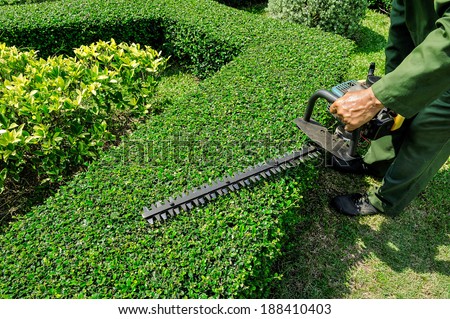 Workers were using electric mower for Gardening.