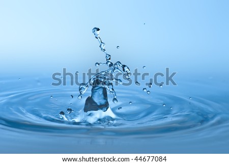 Blue water environmental abstract background - blue water drop splashing in clear clean water