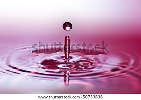 Red water environmental abstract background - red water drop splashing in clear clean water