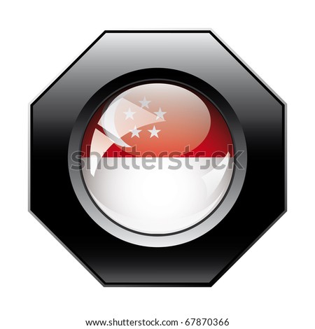 Singapore Picture Framing on Stock Vector   Singapore Shiny Button Flag With Black Frame   Vector
