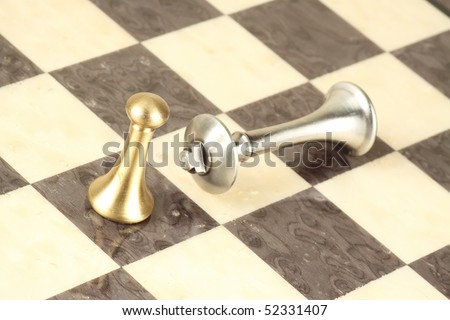 a golden silver-plated king understood it in the presence of a pawn
