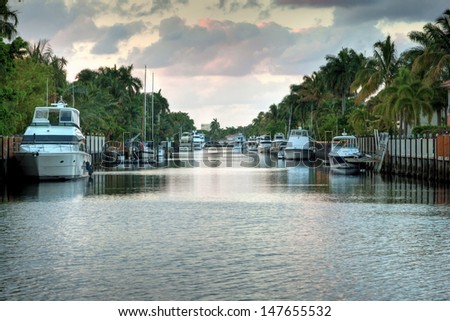 Fort Lauderdale yachts near Las Olas Boulevard, the main street, Miami, Florida, USA