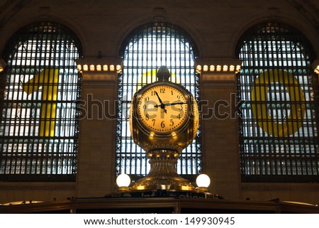 NEW YORK - MAY 7: Grand Central Station main clock on May 7, 2013, in New York City. Located on the main hall of the building above the information desk.