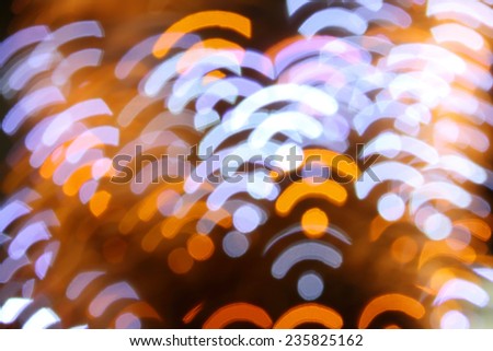 Christmas bokeh background wifi icon shape, at night