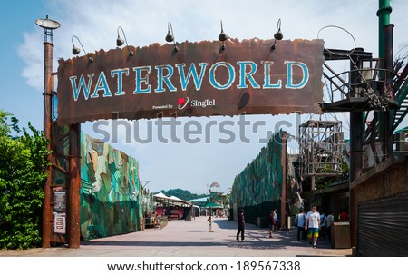 SINGAPORE - April 14: UNIVERSAL Water world show at Universal Studios on April 14,2014. Universal Studios Singapore is a theme park located within Resorts World Sentosa on Sentosa Island, Singapore.