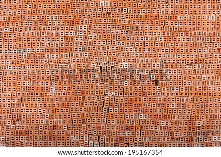 Background of red brick wall pattern texture. cross section view