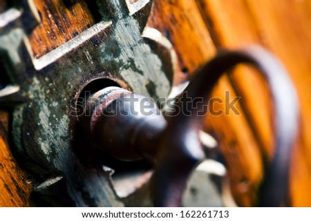 old wooden cupboard with its old key