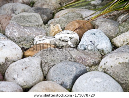 Different rocks Lying on the ground together horizontal