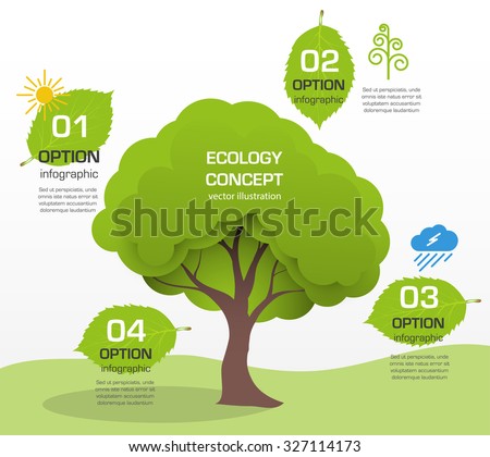 cartoon tree vector infographics paper ecological preservation of nature and environment
