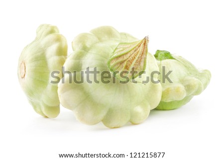 Three types of Patty pan Squash isolated on white background
