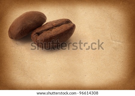 Coffee Beans on grunge background, macro, template for menu