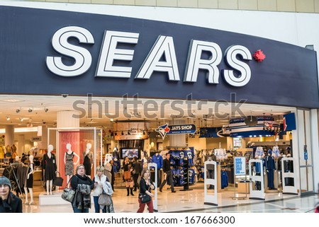 TORONTO, ON, CANADA - OCTOBER 30: Busy Sears store in Eaton Center mall,  in Toronto Canada on October 30, 2013